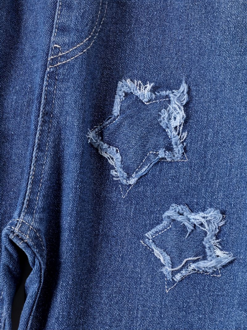 Piger Casual Modeable Denim Jeans Med Geometrisk Mønster