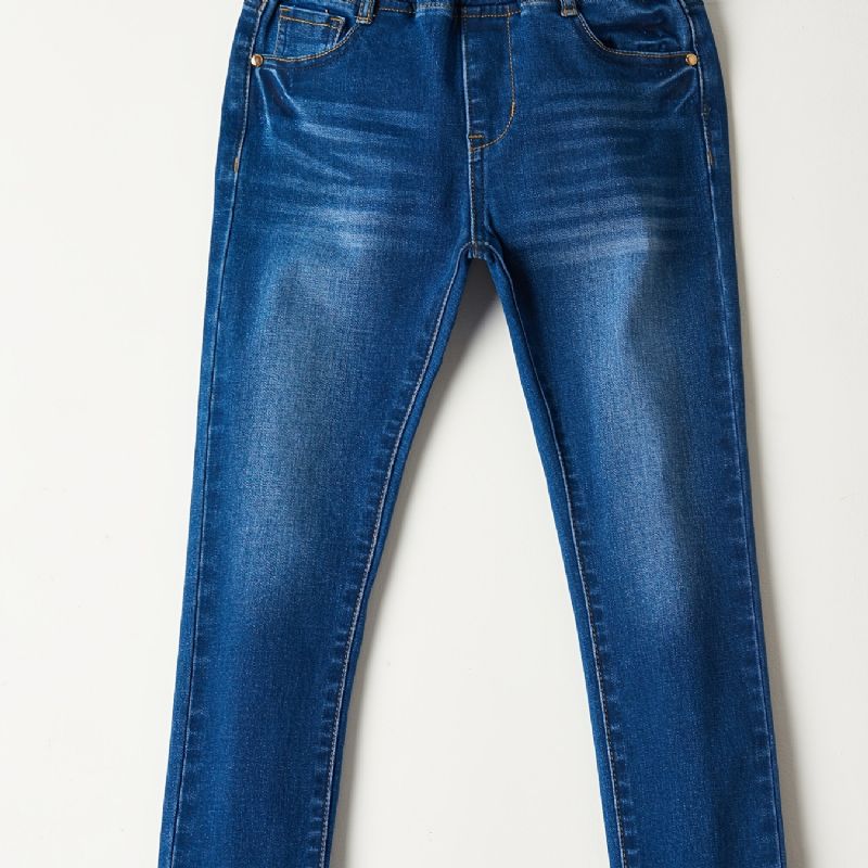 Piger Falmet Elastisk Talje Denim Jeans Casual Børnetøj