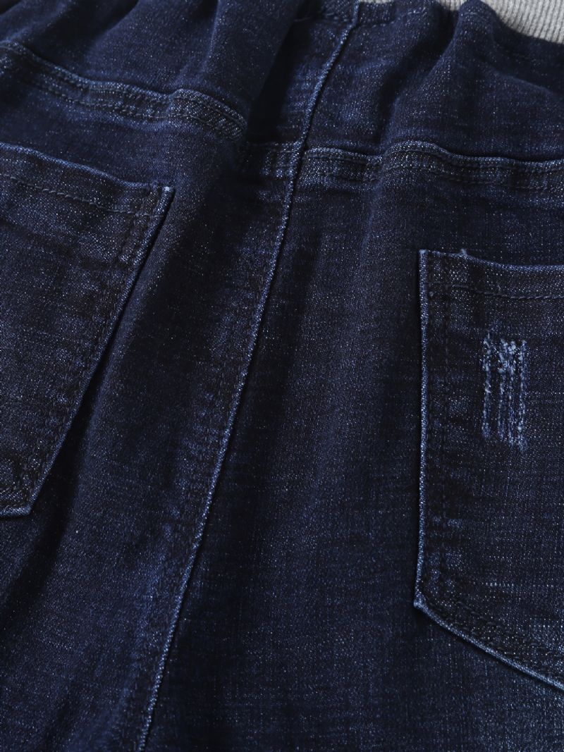 Piger Flad Jeans Denimbukser Med Elastisk Linning