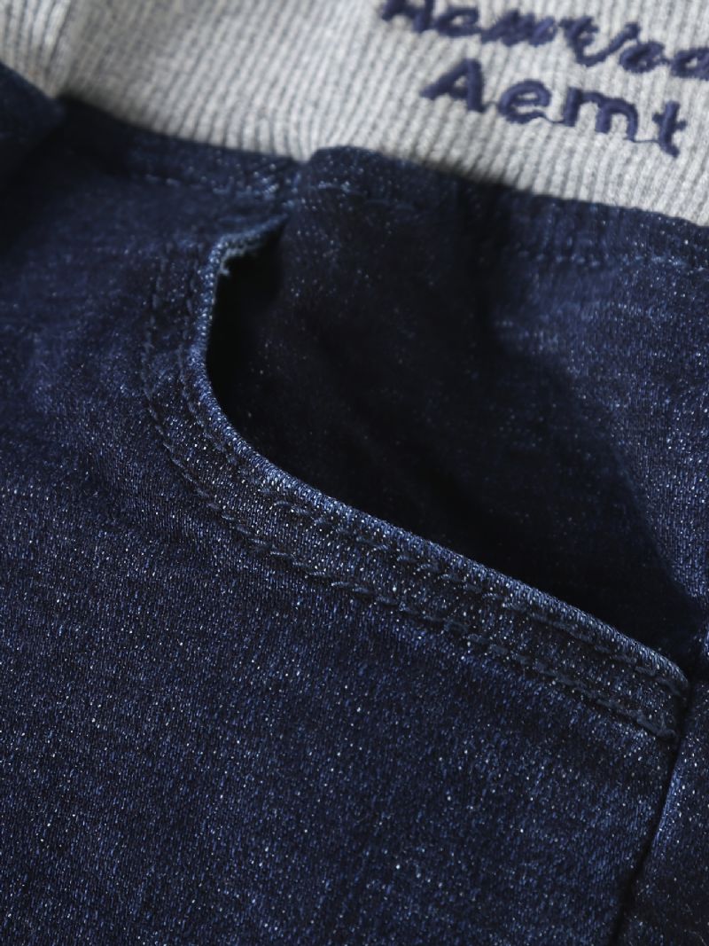 Piger Flad Jeans Denimbukser Med Elastisk Linning