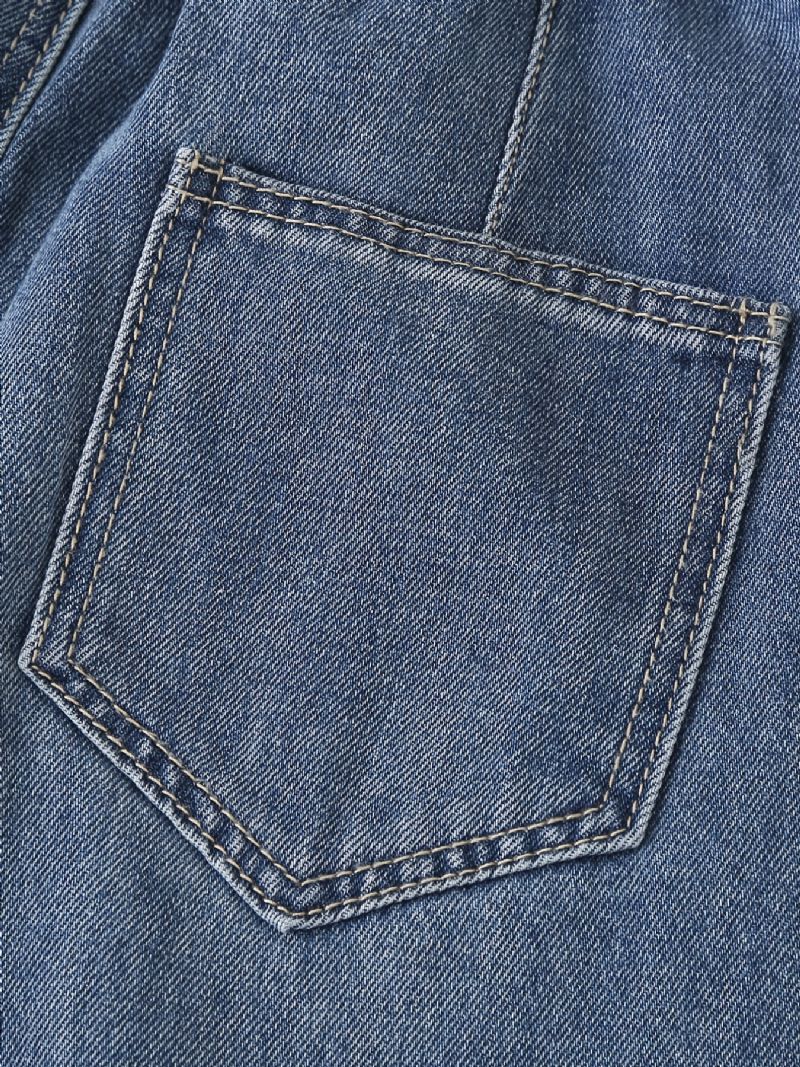 Piger Jeans Med Lige Ben I Massive Denimbukser Med Elastisk Linning Til Vintertøj Til Børn