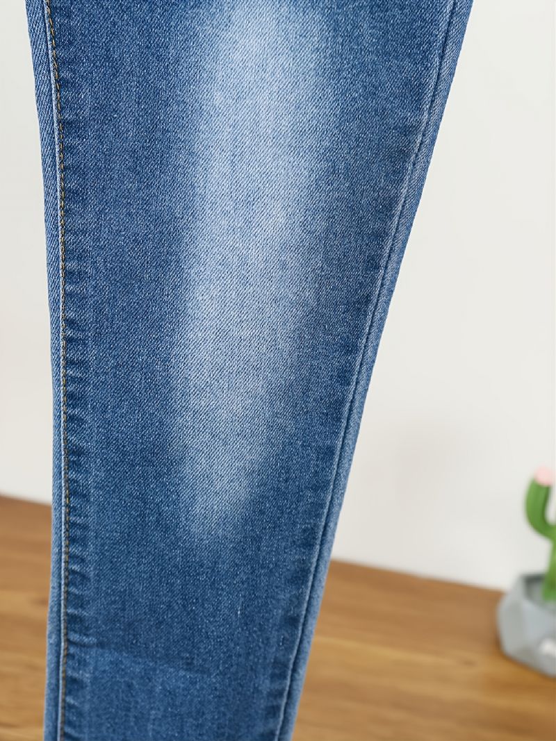 Piger Letter Stretch Denim Casual Jeans Efterår Vinter