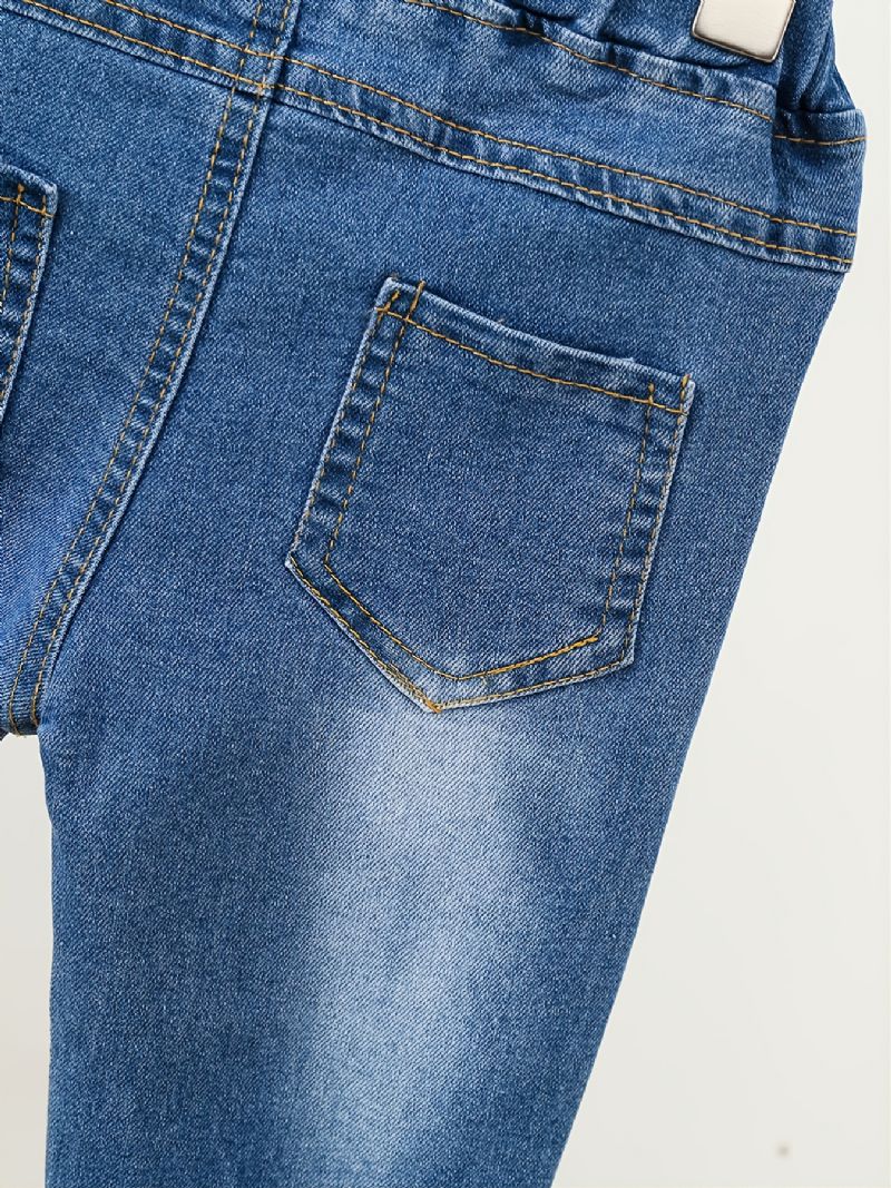 Piger Letter Stretch Denim Casual Jeans Efterår Vinter