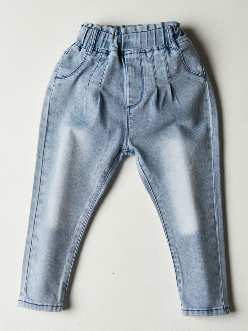 Piger Lyseblå Falmet Elastisk Talje Let Stretch Denim Jean Børnetøj