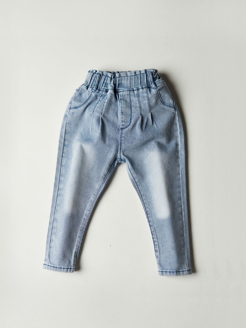 Piger Lyseblå Falmet Elastisk Talje Let Stretch Denim Jean Børnetøj