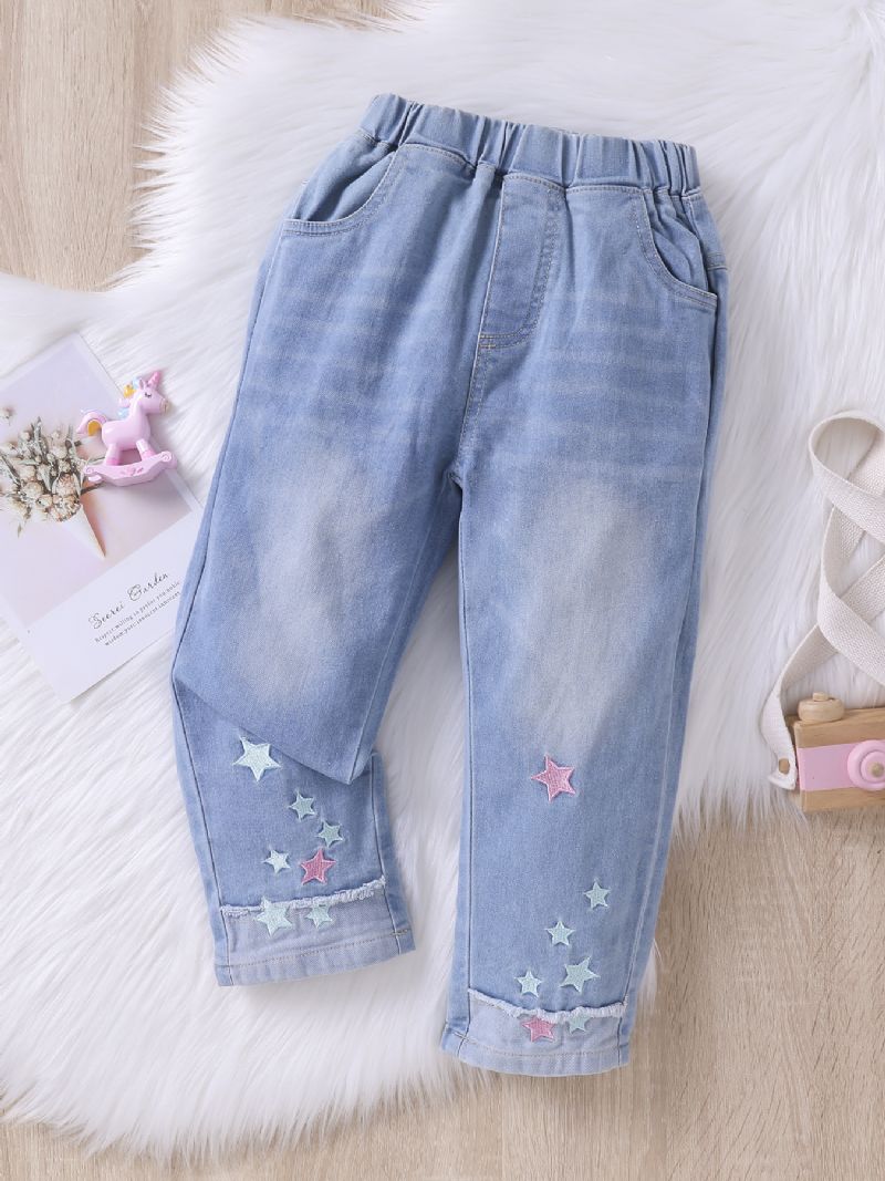 Piger Mode Brodery Star Jeans