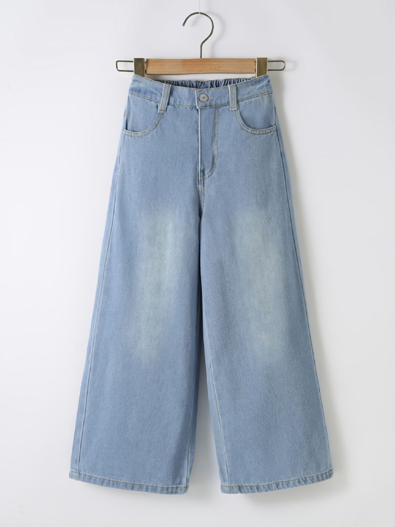 Piger Ripped Wide Leg Butterfly Back Print Denim Jeans Børnetøj