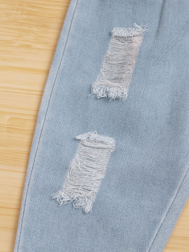 Piger Rippede Tilspidsede Jeans Denimbukser Med Elastisk Linning Børnetøj