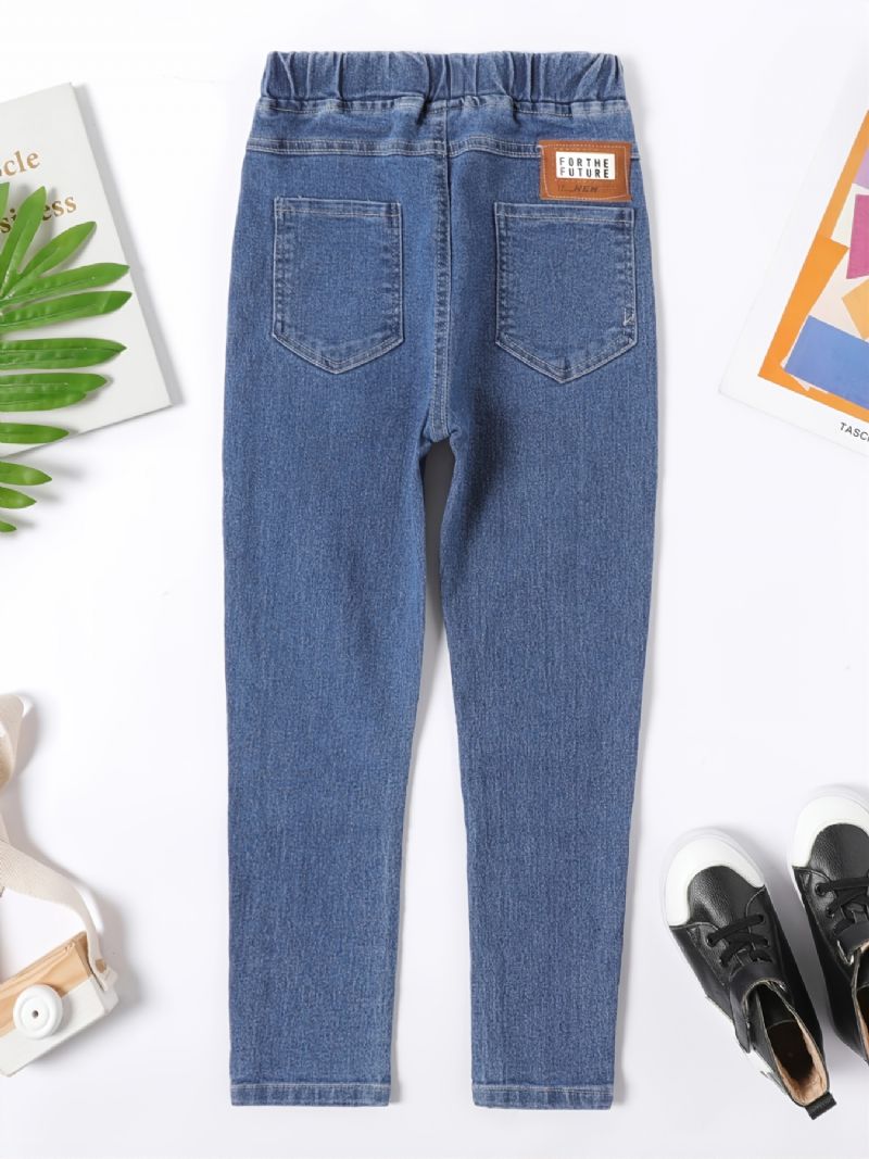 Piger Simple Mode Denim Bukser Casual Jeans