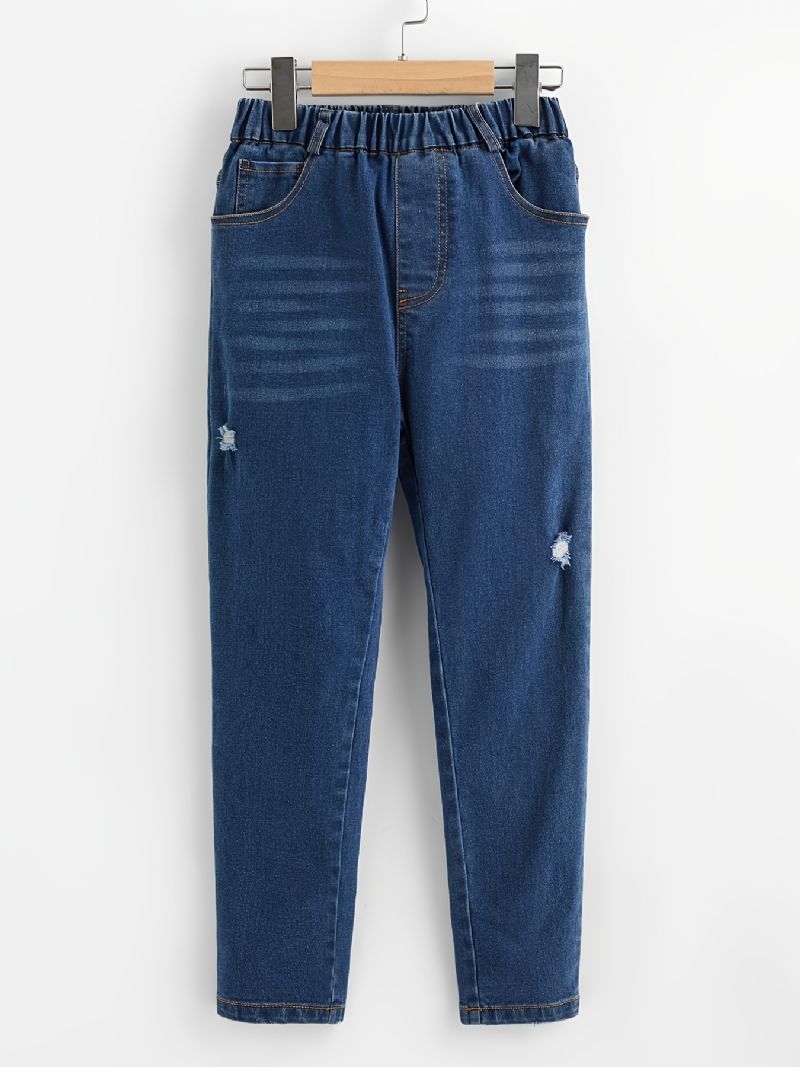 Piger Skinny Jeans Casual Elastiske Taljebukser Børnetøj