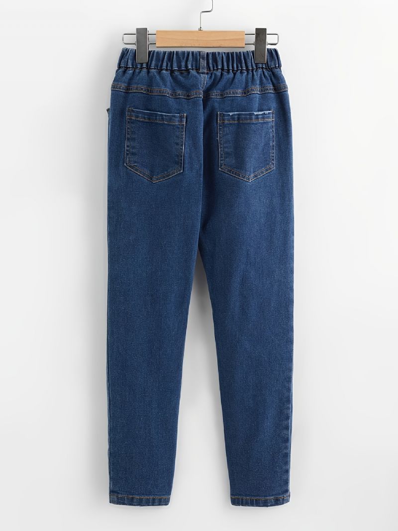 Piger Skinny Jeans Casual Elastiske Taljebukser Børnetøj