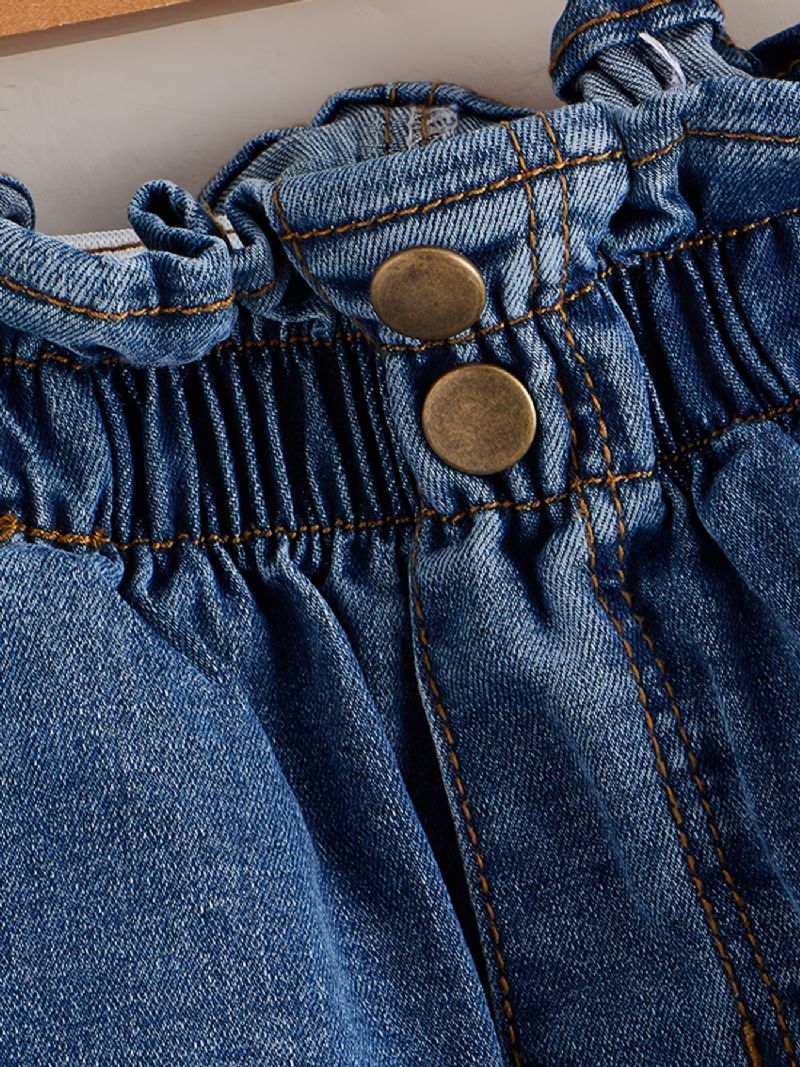 Piger Slim Jeans Denimbukser Med Elastisk Linning Børnetøj