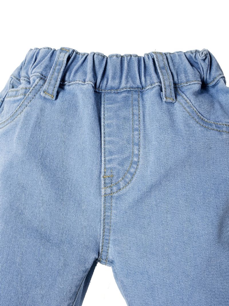 Piger Solid Flæse Flared Jeans Elastisk Linning Denimbukser Baby Børnetøj