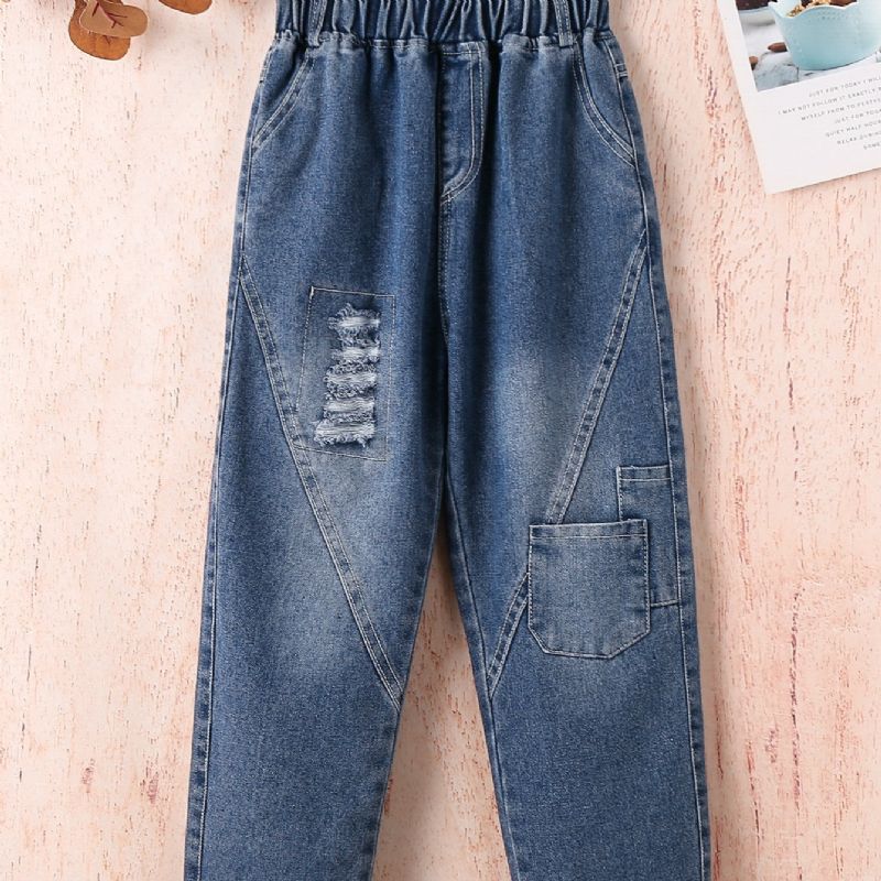 Piger Strimlet Lomme Løse Harem Jeans