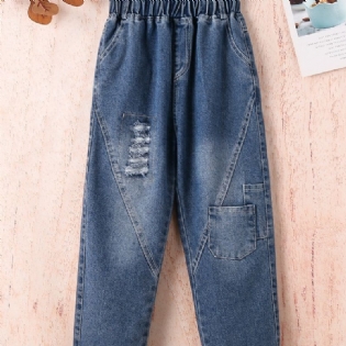 Piger Strimlet Lomme Løse Harem Jeans