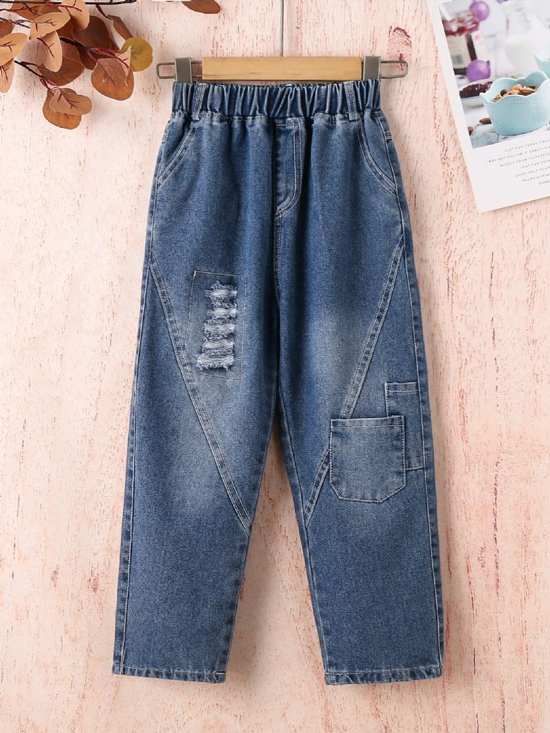 Piger Strimlet Lomme Løse Harem Jeans