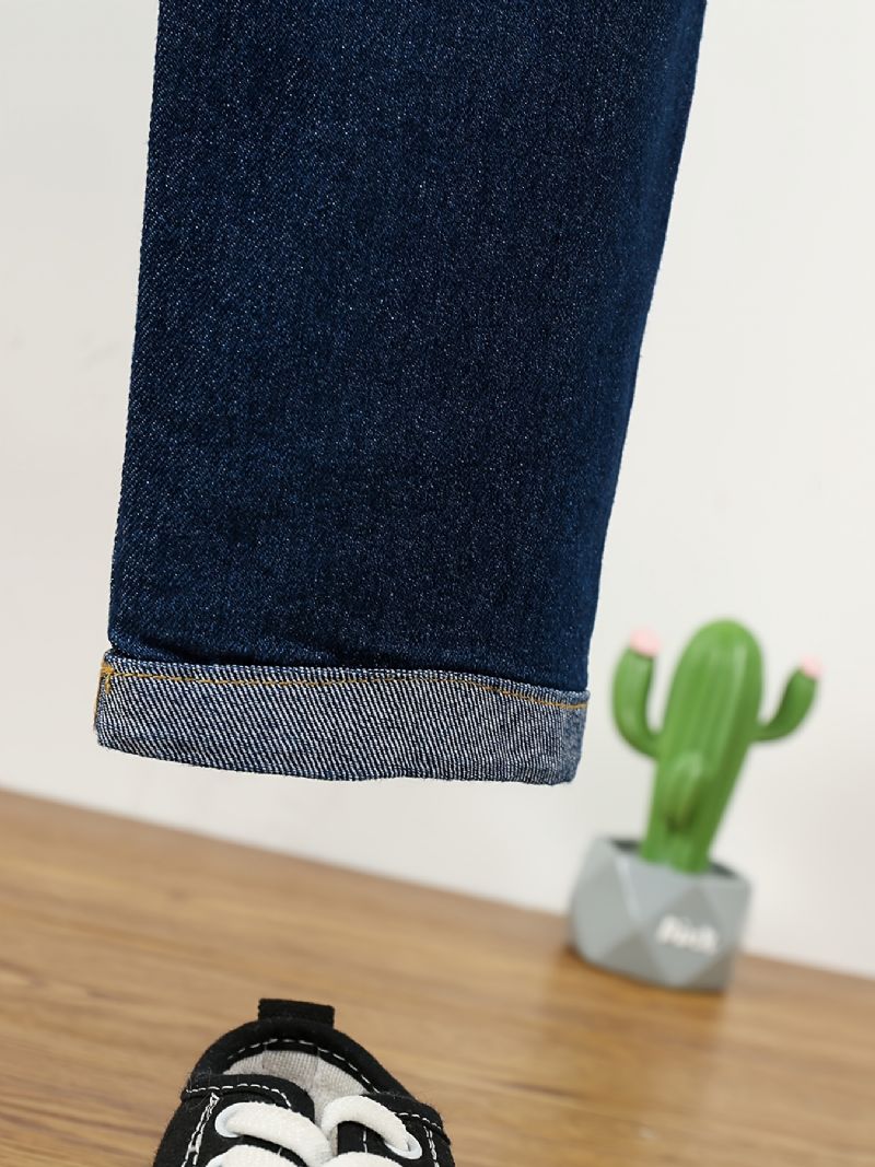 Småbørn Piger Denim Casual Jeans Brev Broderi Forår Efterår