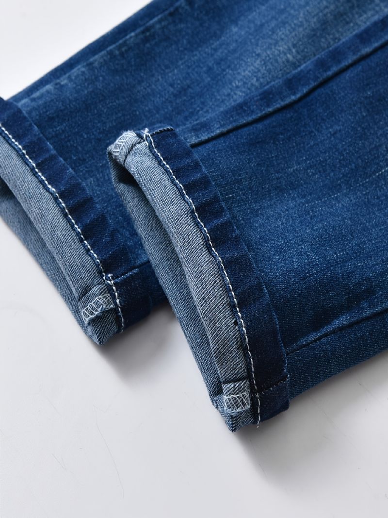 Stretch Jeans Med Lige Ben Til Drenge Elastisk Linning Denimbukser Børnetøj