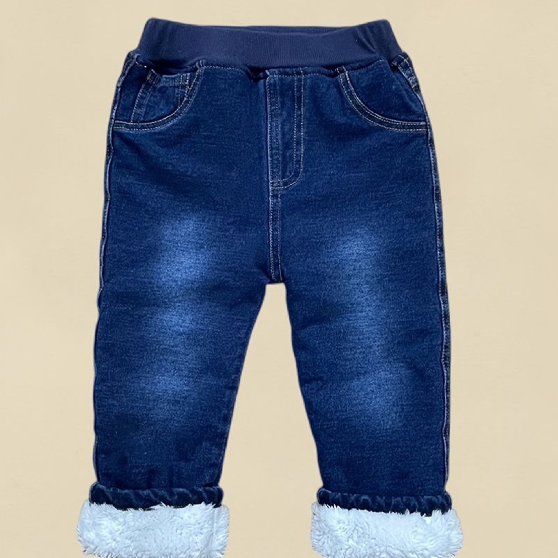 Toddler Baby Denim Casual Jeans Fleece Tykkede Varme Bukser Drenge Piger