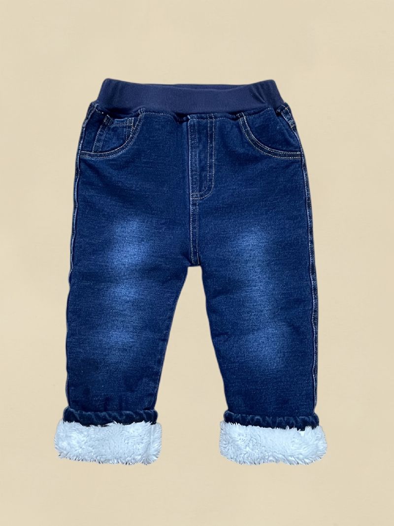 Toddler Baby Denim Casual Jeans Fleece Tykkede Varme Bukser Drenge Piger