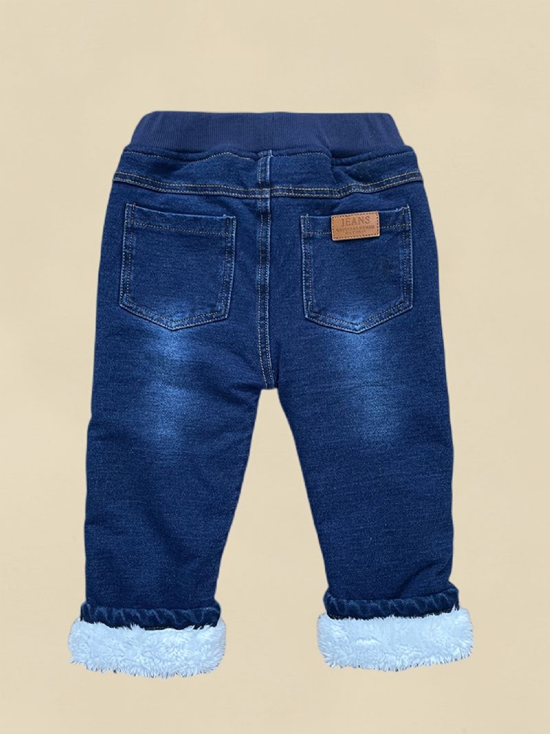 Toddler Baby Denim Casual Jeans Fleece Tykkede Varme Bukser Drenge Piger