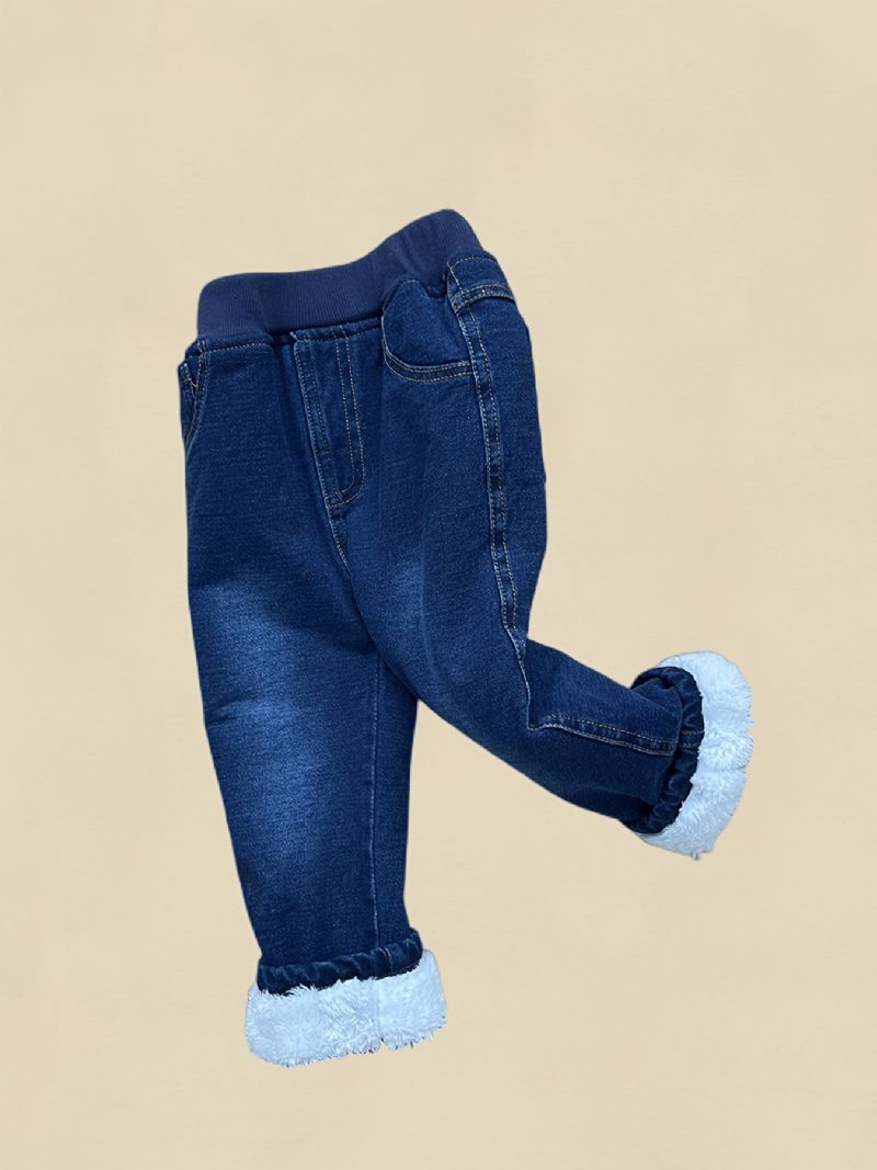 Toddler Baby Denim Casual Jeans Fleece Tykkede Varme Bukser Drenge Piger