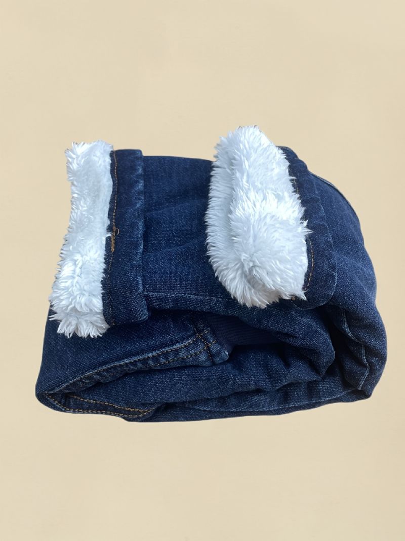 Toddler Baby Denim Casual Jeans Fleece Tykkede Varme Bukser Drenge Piger