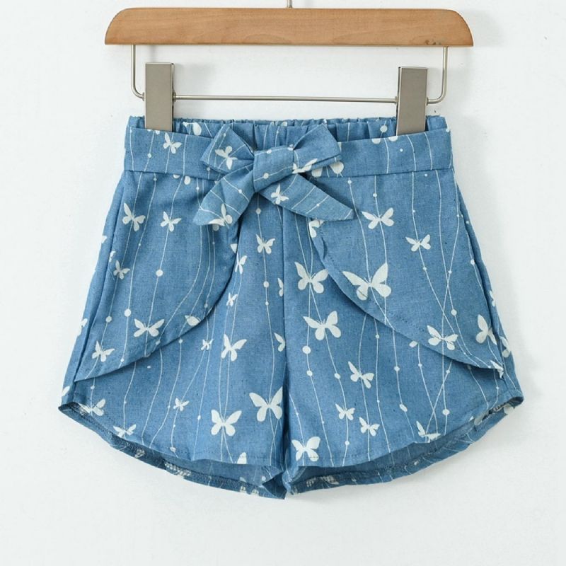 Toddler Piger Butterfly Print Denim Shorts