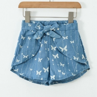 Toddler Piger Butterfly Print Denim Shorts