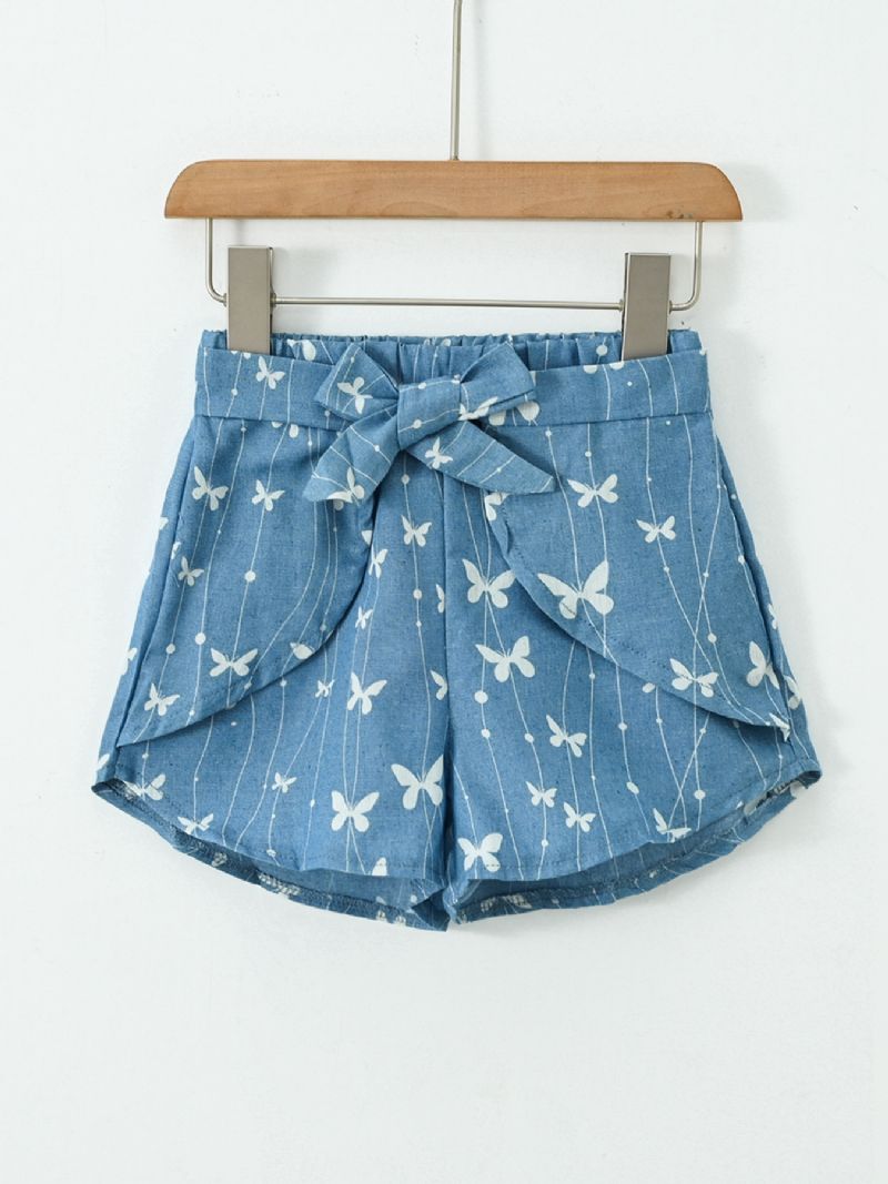 Toddler Piger Butterfly Print Denim Shorts