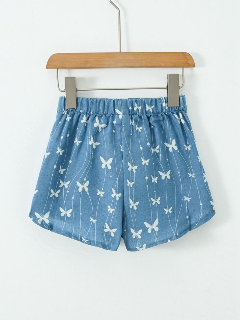 Toddler Piger Butterfly Print Denim Shorts