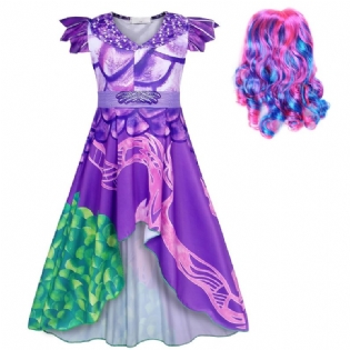 2 Stk. Pige Prinsesse Kjole Kostume Dress Up Fødselsdagsfest Juleoutfit & Paryksæt