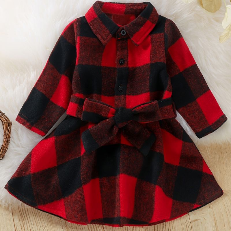 Baby Pige Ulden Plaid Kjole