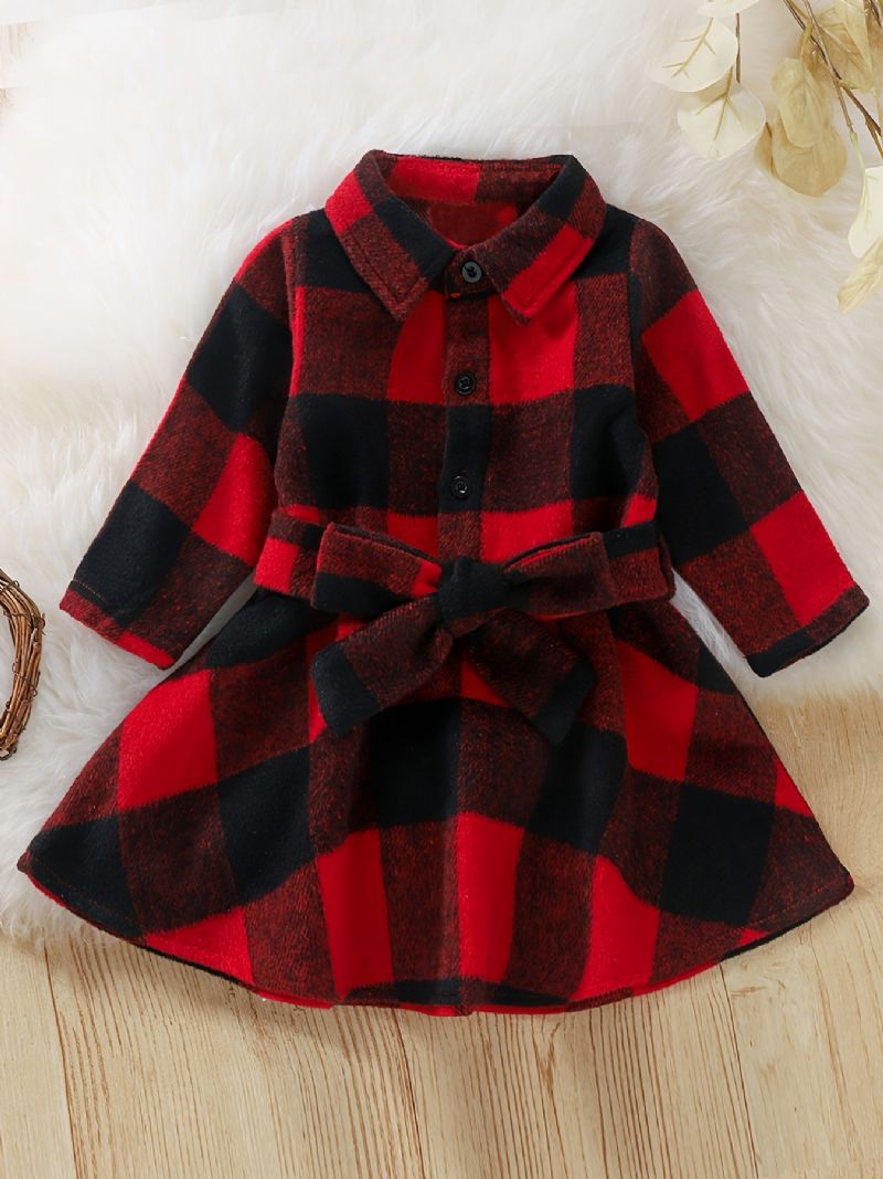 Baby Pige Ulden Plaid Kjole