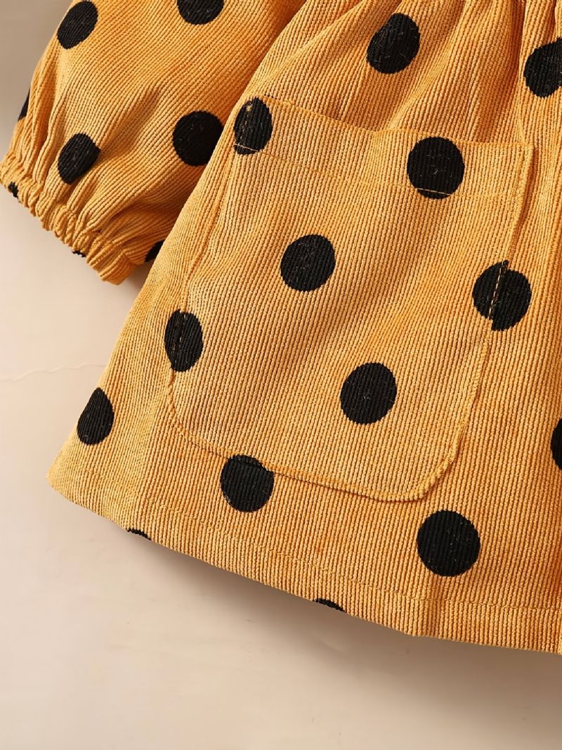 Baby Piger Kjole Langærmet Rund Hals Polka Dots Pocket Dress Børnetøj