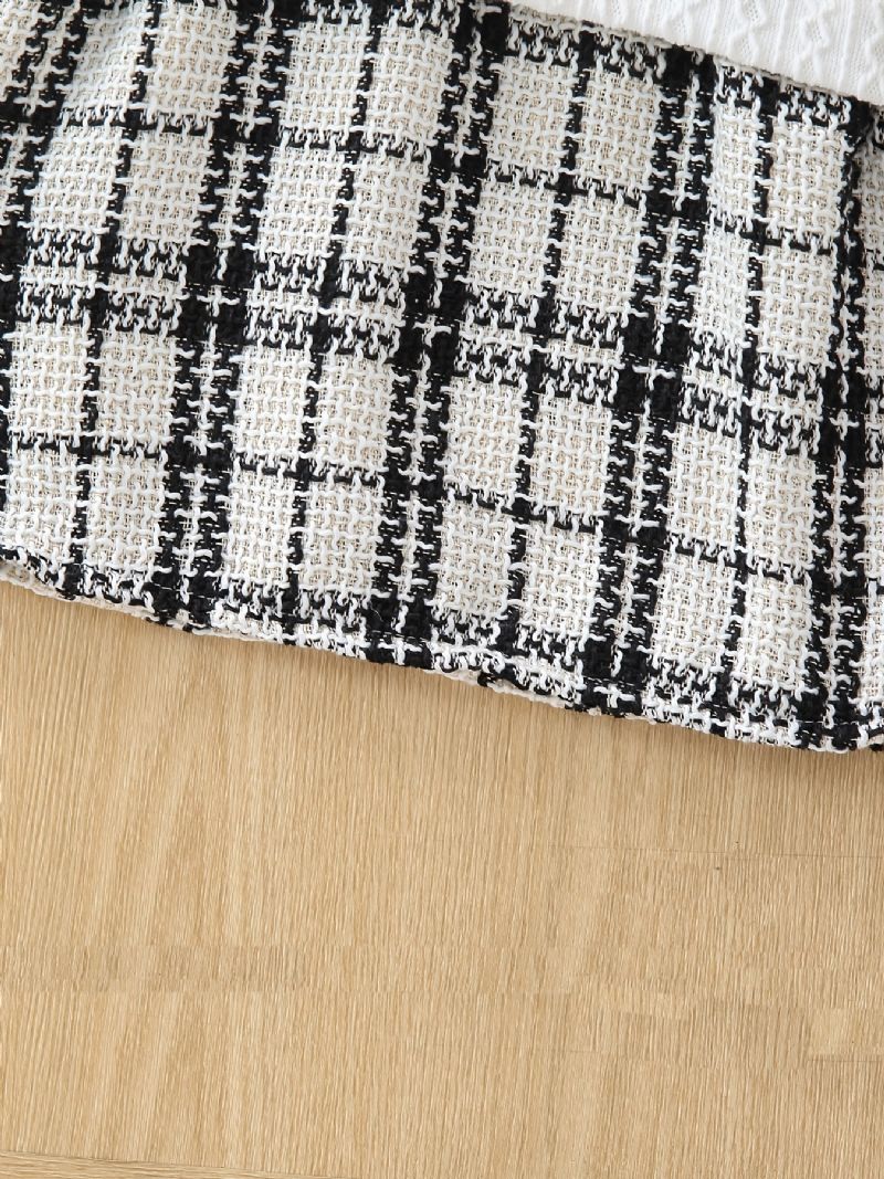 Baby Piger Kjole Plaid Dukke Krave Langærmet Patchwork