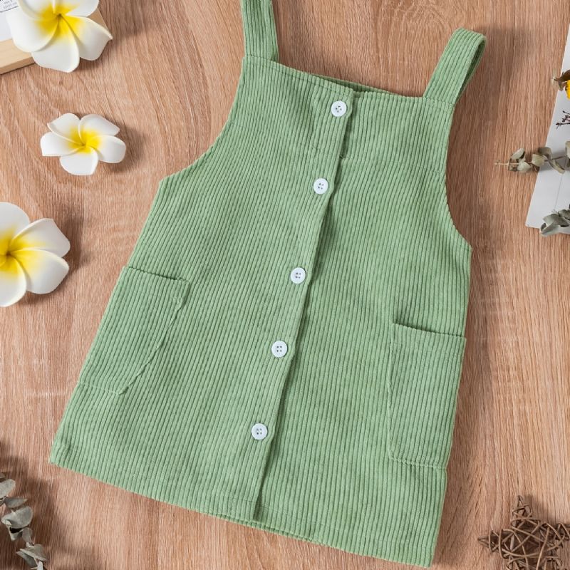 Baby Piger Overall Kjole Corduroy Solid Kjoler Babytøj