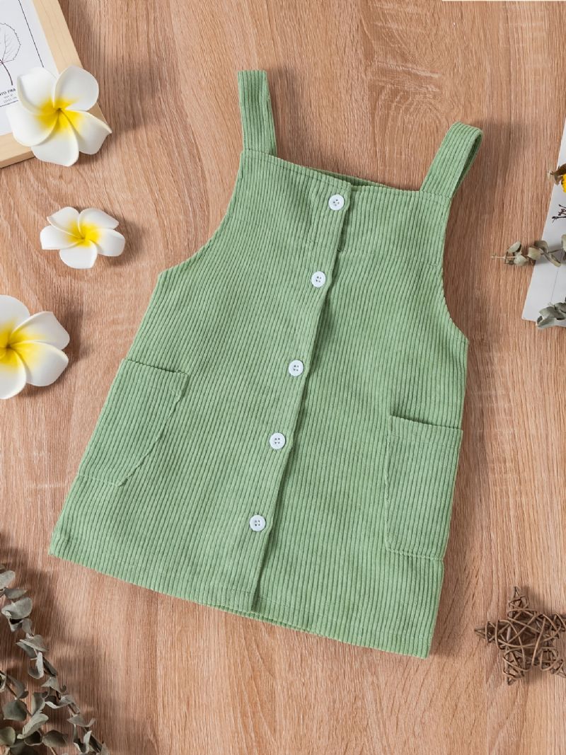 Baby Piger Overall Kjole Corduroy Solid Kjoler Babytøj