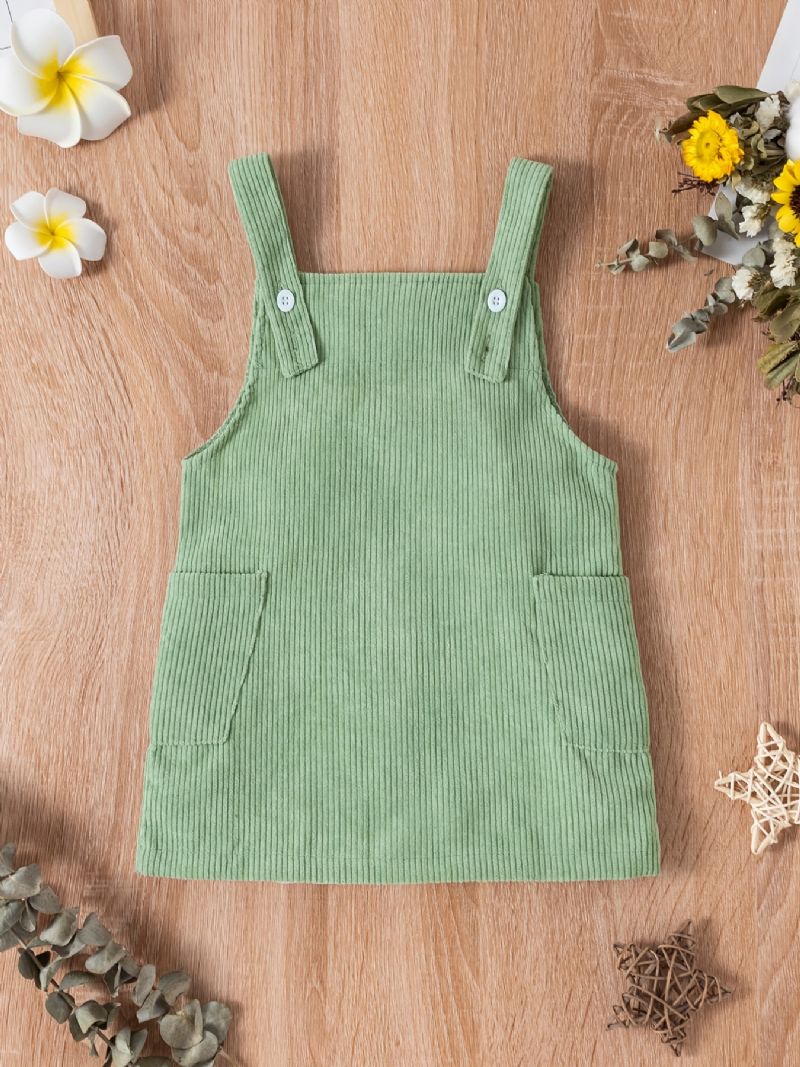 Baby Piger Overall Kjole Corduroy Solid Kjoler Babytøj