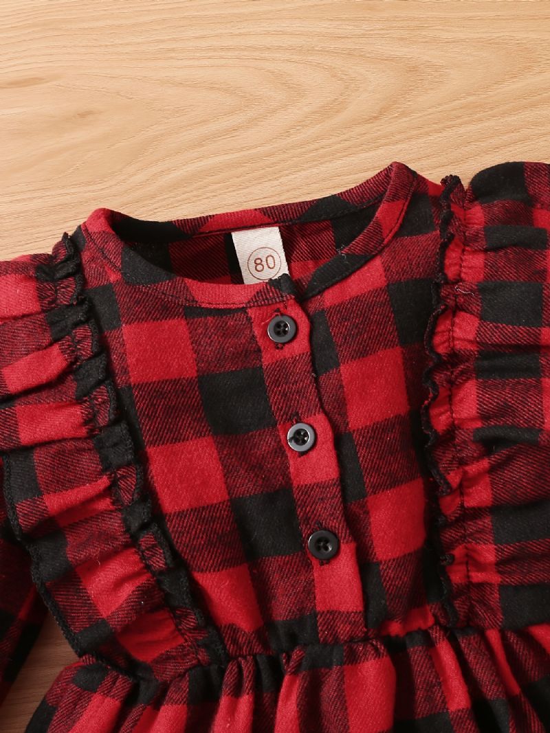 Baby Piger Plaid Kjole Til Efterår Og Vinter Ny