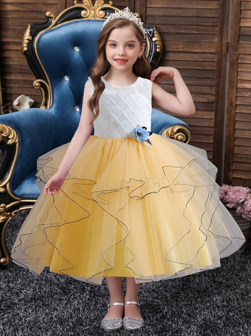 Babypige Mesh Tutu Kjole Blomsterdekor Festkjole Prinsessekjole Brudekjole Blomsterpiger