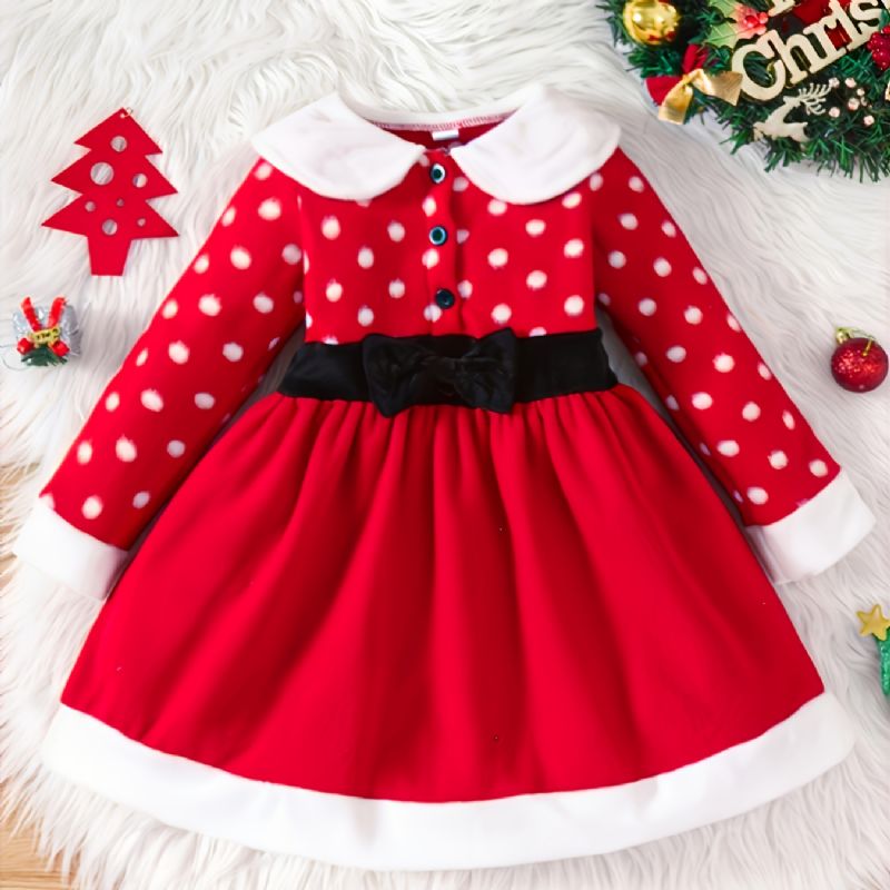 Christmas Toddler Baby Piger Dress Princess Plys Langærmet Kjole