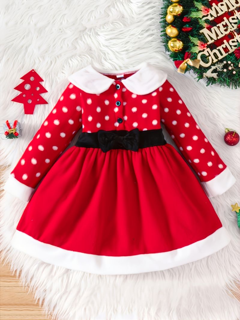 Christmas Toddler Baby Piger Dress Princess Plys Langærmet Kjole