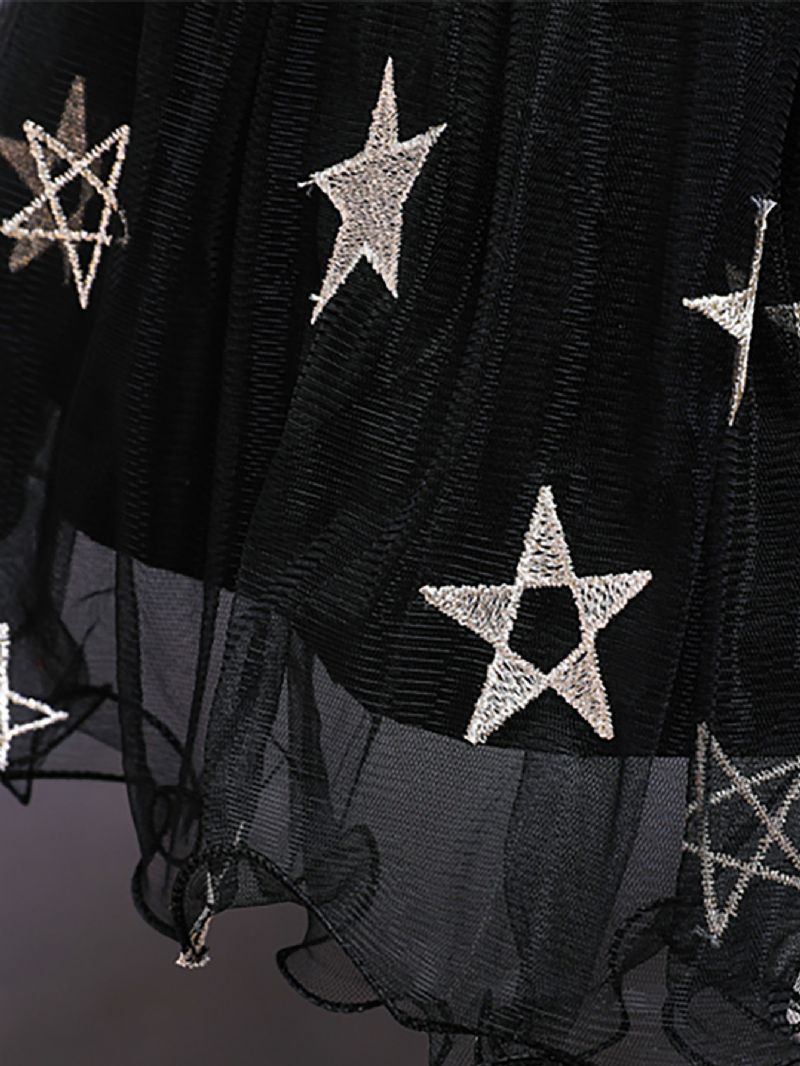 Halloween Piger Starry Pentagram Design Mesh Kjole Festkjoler Lejlighedskjoler