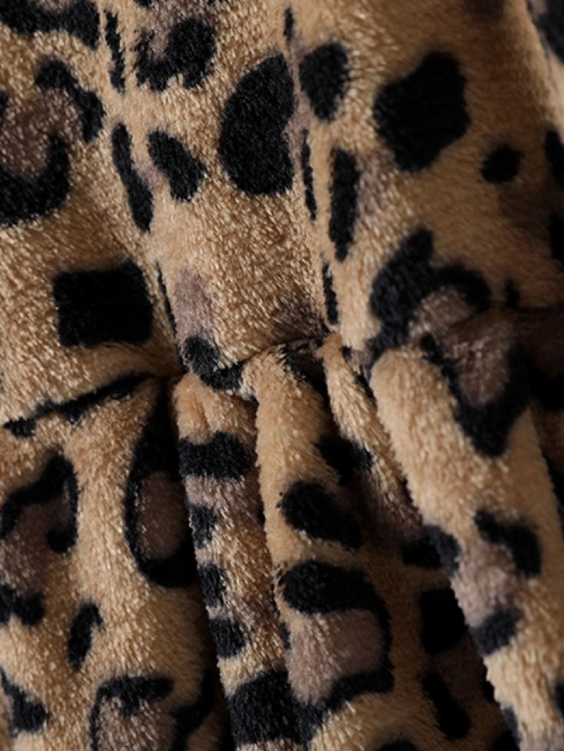 Langærmet Blød Varm Kjole Med Leopardprint Til Piger