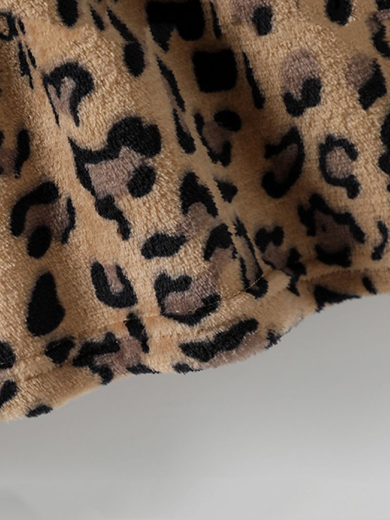 Langærmet Blød Varm Kjole Med Leopardprint Til Piger