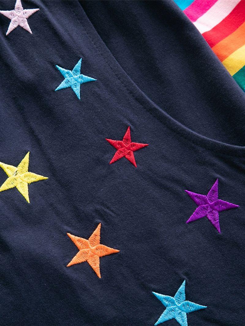 Langærmet Star Butterfly Broderet Rainbow Sleeve To Pocket A-line Kjole