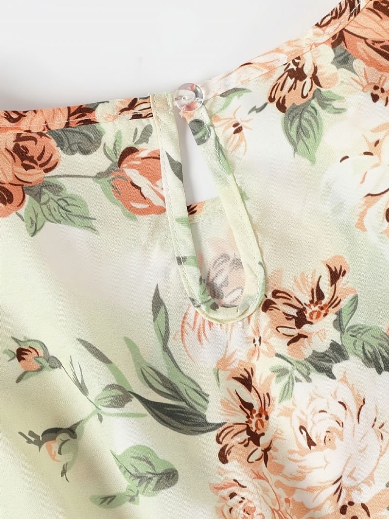 Langærmet Vintage Kjole Med Blomsterprint Til Piger