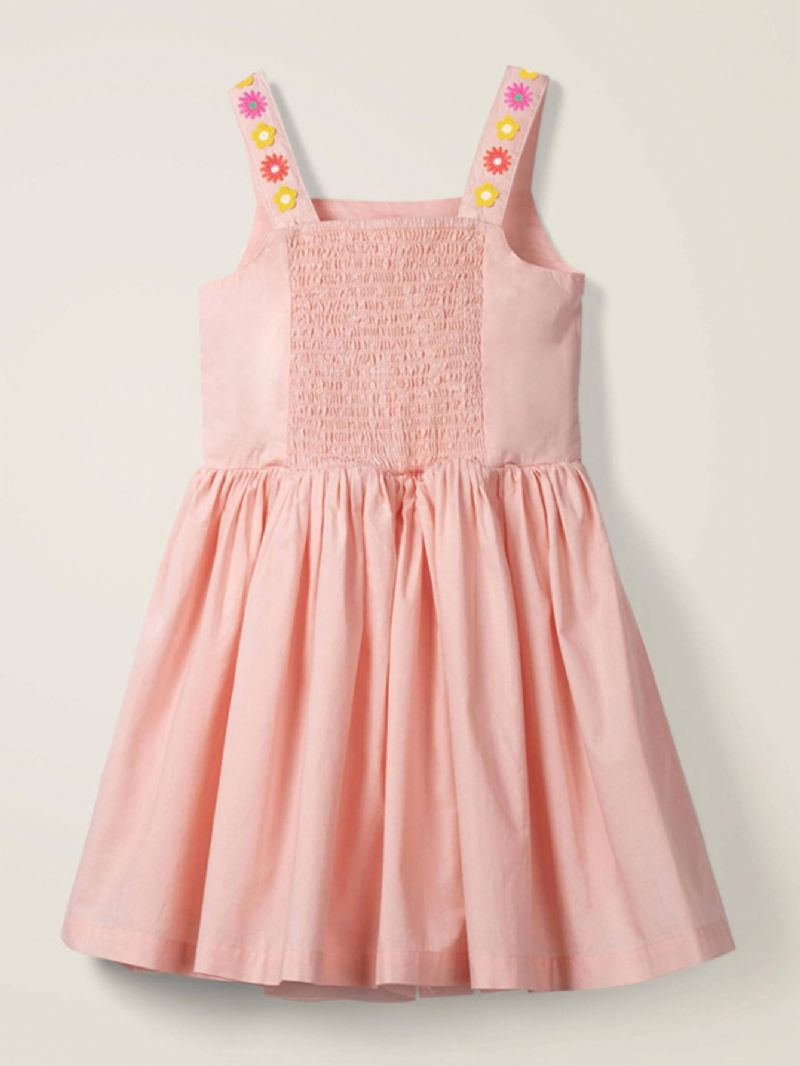 Piger Broderet Blomstret Pink Slip Dress