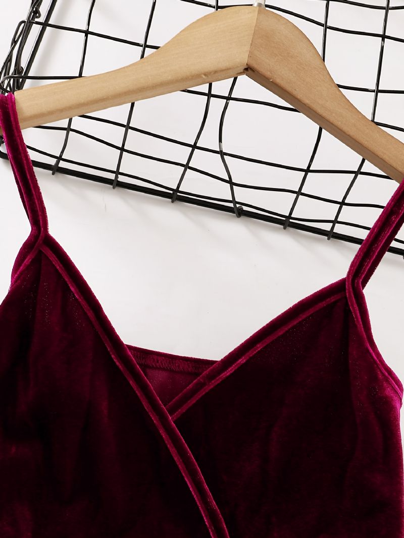 Piger Burgundy Velvet Spaghetti Stap Cami Dress Børnetøj